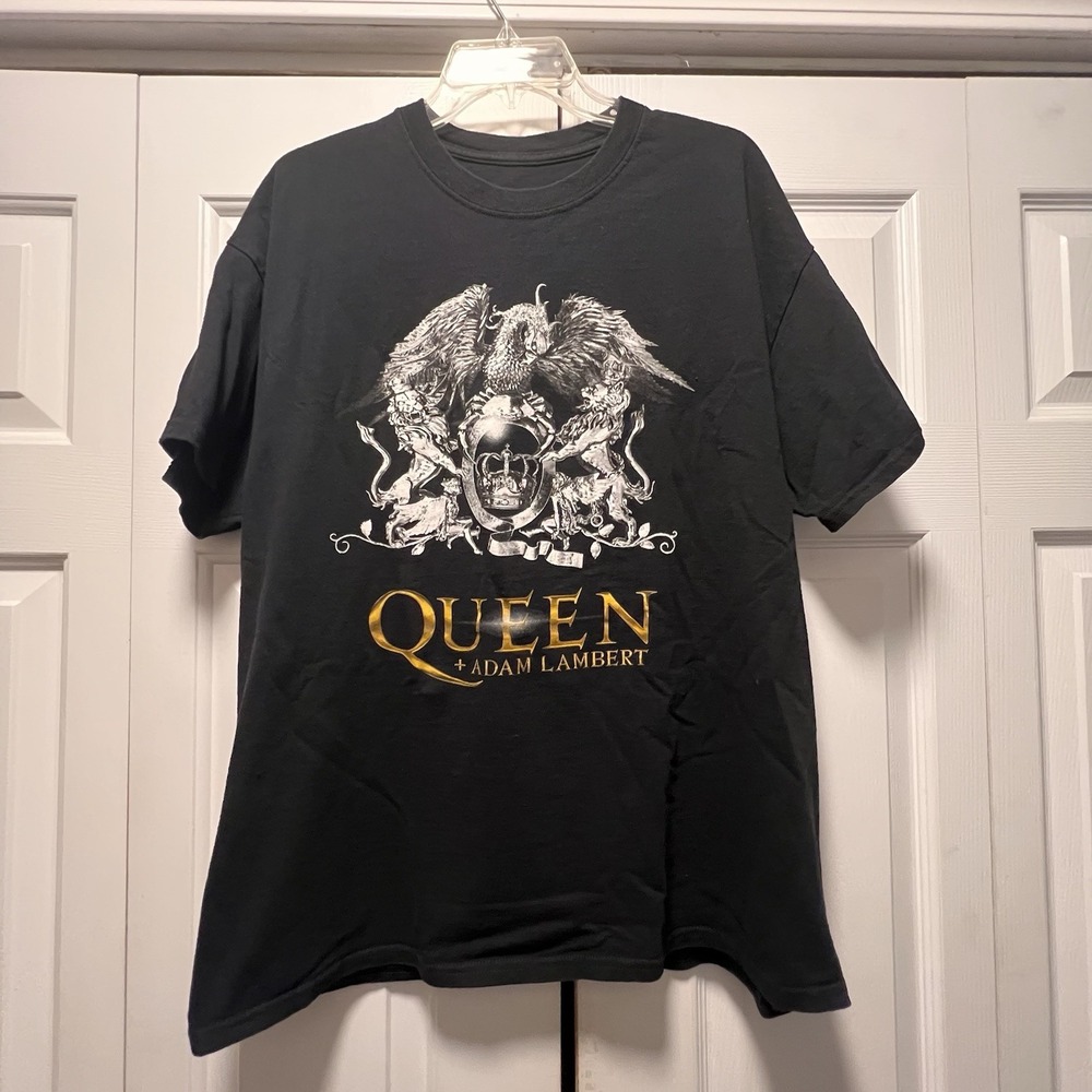 Queen + Adam Lambert T-shirt Men's XL Black Graphic Print Rhasody Tour 2019